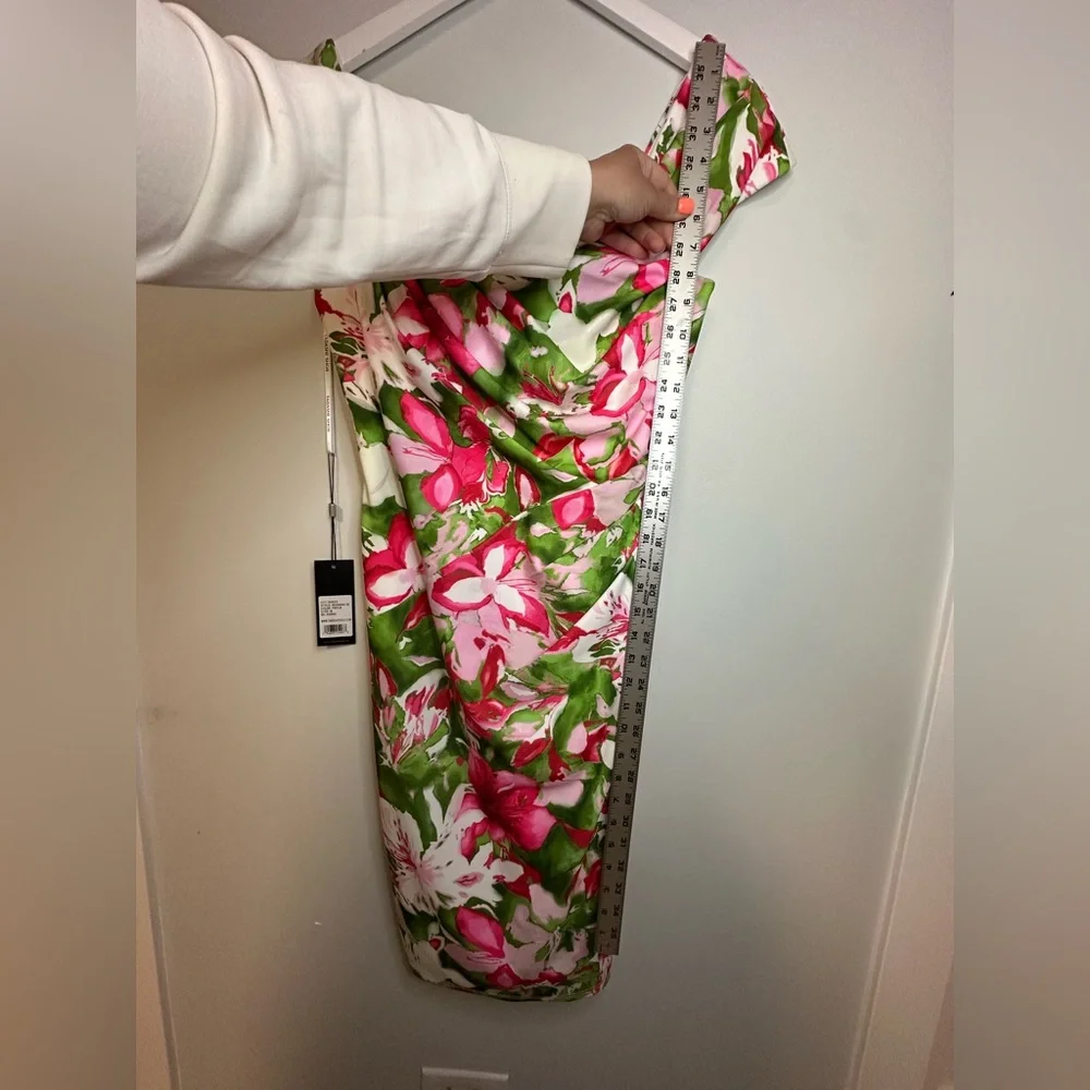 Tadashi Shoji  Floral Summer  Party Cocktail Tropical Midi Dress Size Medium - Picture 13 of 15